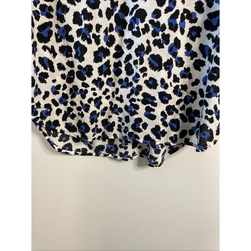 Grand & Greene Large Blue Leopard Print Rayon Top 3/4 Sleeve Boho Blouse - Picture 8 of 15